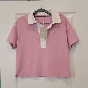 Everlane Organic Cotton Preppy Oversized Polo Shirt In Mauve Size Small NWT
